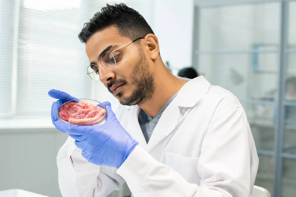 Jeune Chercheur Scientifique Masculin Ganté Blanc Avoine Tenant Une Boîte — Photo