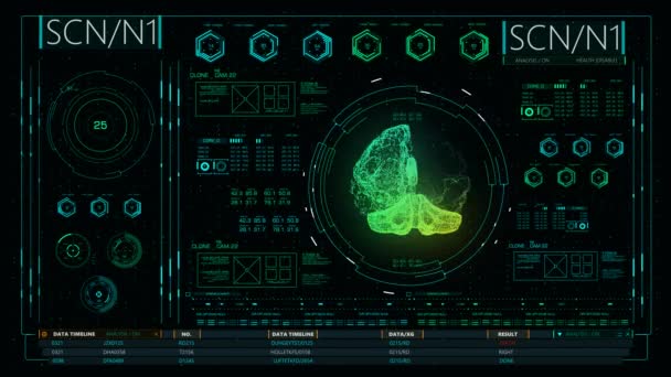 Cgi Imagem Holográfica Cérebro Anatomicamente Correto Que Gira Tela Como — Vídeo de Stock