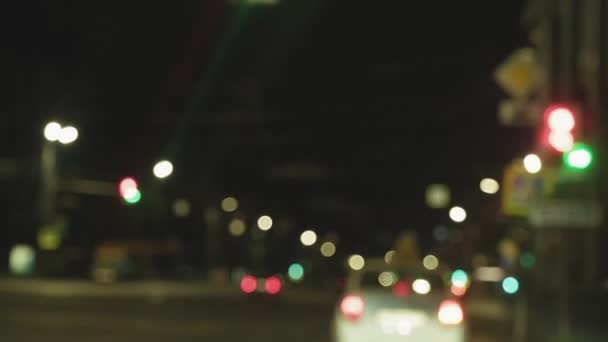 Car Windscreen Shot City Road Night Driving Cars Bright Lights — Stock Video