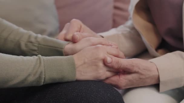 Slow Motion Close Unrecognizable Women Holding Hands Supporting Each Other — Stock Video