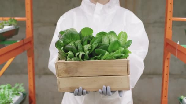 Tiro Sección Media Con Lentitud Una Mujer Agroingeniera Irreconocible Ropa — Vídeos de Stock