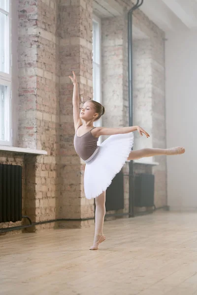 Ritratto Bambina Abito Tutù Scarpe Che Prepara Una Performance Balletto — Foto Stock