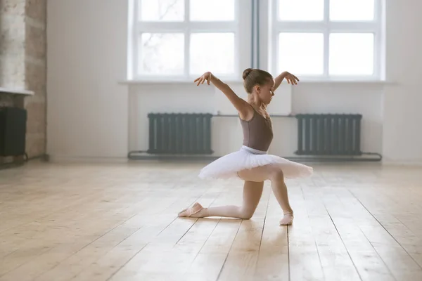 Little Ballerina Tutu Dress Practicing Ballet Dance Studio — Stock Photo, Image