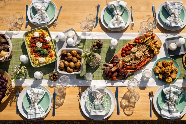 Dinner Table Served for Big Event — Stock Photo, Image