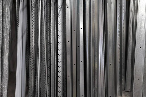 Group of thin metallic planks in household store — Stock Photo, Image