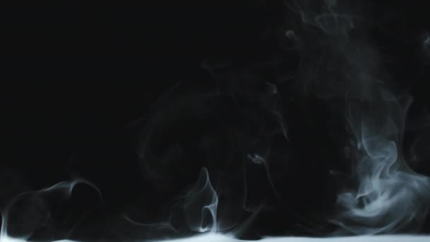 Slowmo Zblízka Chuchvalce Kouře Vířící Izolované Černém Pozadí — Stock video