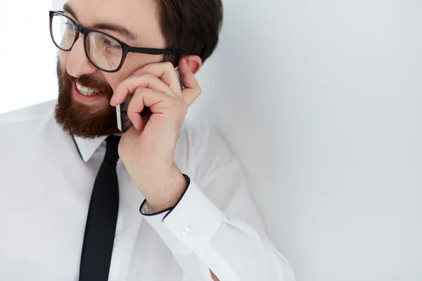 Businessman speaking on cellphone — Stock Photo, Image