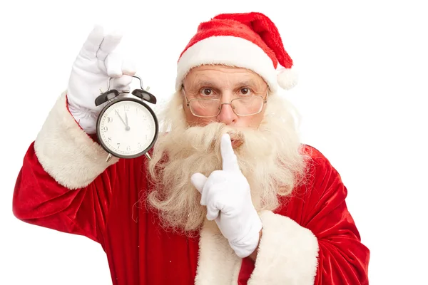 Santa Claus con despertador —  Fotos de Stock