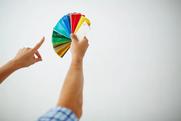 Pointing at palette — Stock Photo, Image