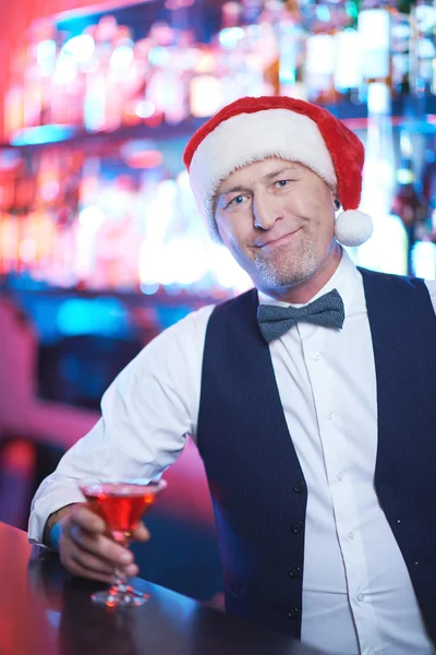 Santa in bar — Stock Photo, Image