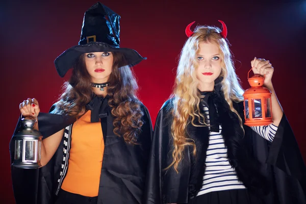 Halloween meisjes — Stockfoto