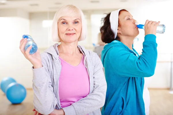 Happy aged women after workout — Stock Photo, Image