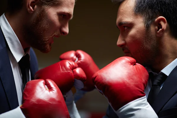 Empresarios en guantes de boxeo —  Fotos de Stock