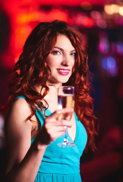 Girl with champagne — Stock Photo, Image