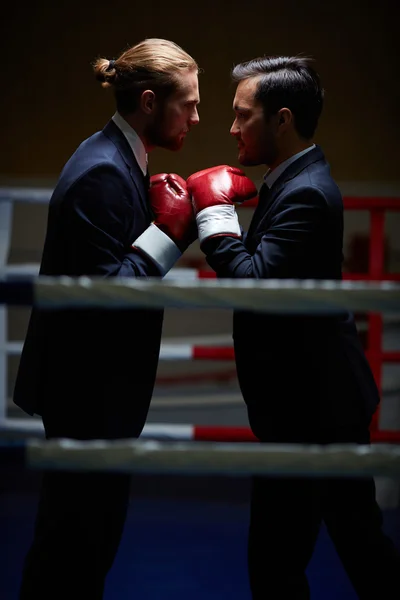 Les hommes d'affaires boxe dans l'anneau — Photo