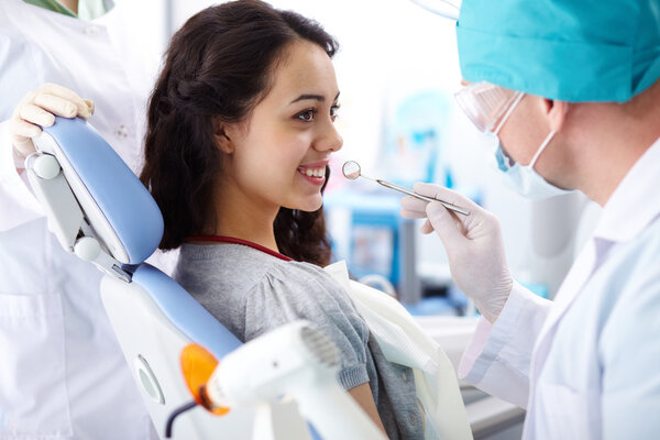 Patient having dental check-up