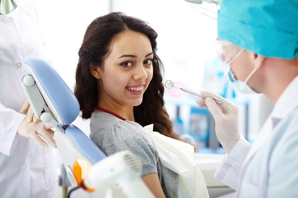 Woman before dental check-up