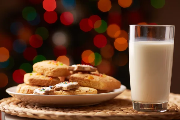 Christmas cookies and  milk — Stock Photo, Image