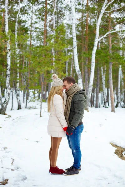 Amorous couple in winterwear — Stock Photo, Image