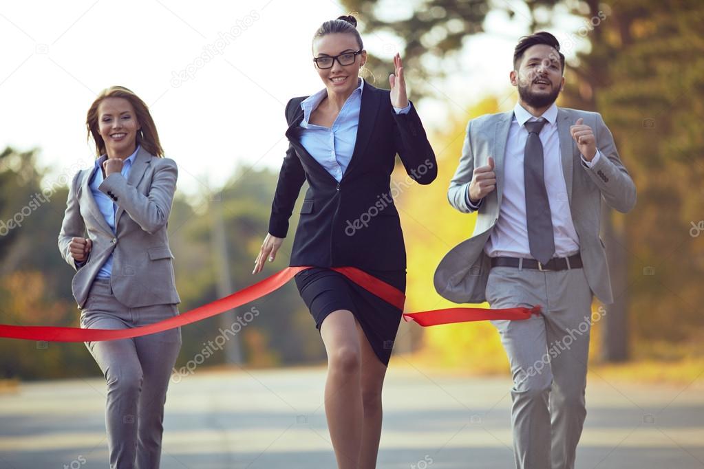Businesswoman coming to finish