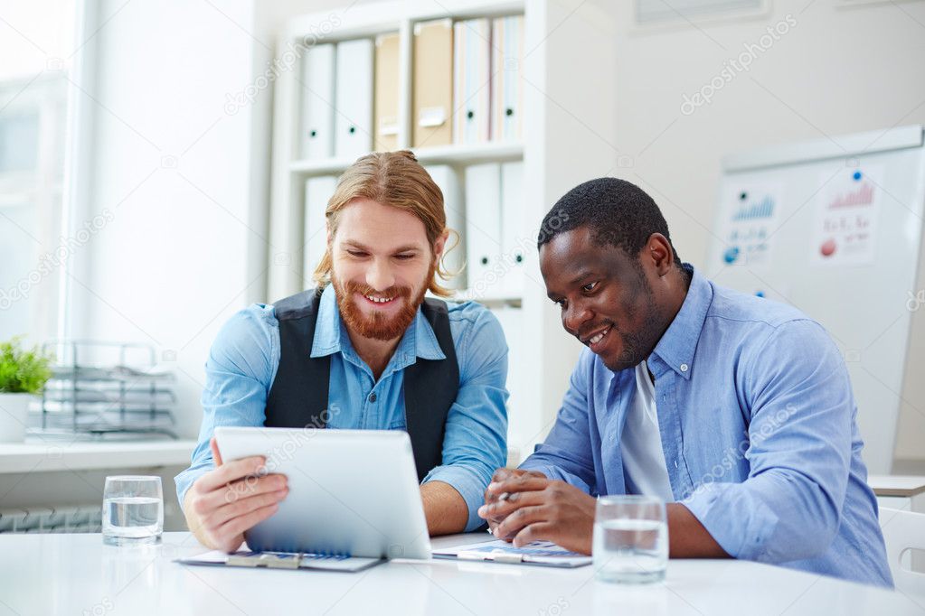 Businessmen working with computer