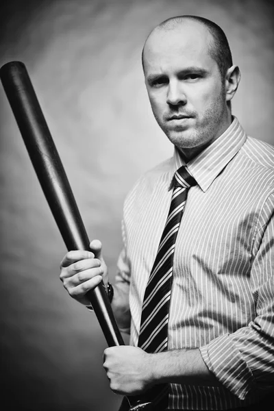 Determined  Businessman with a bat. — Stock Photo, Image