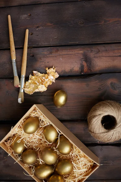 Zlatá velikonoční vejce — Stock fotografie