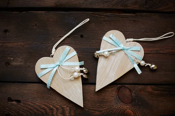 Valentine Wooden hearts — Stock Photo, Image