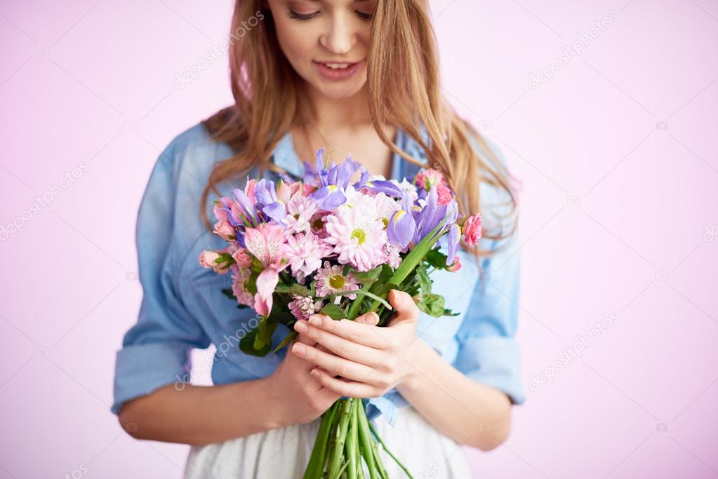 Romantic lady  with flowers