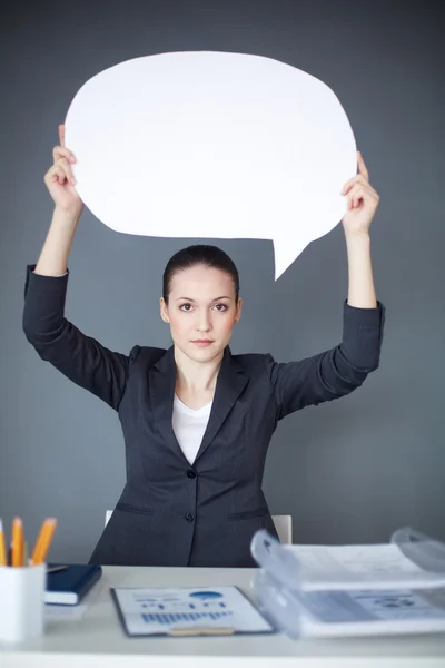 Woman with speech bubble — Stock Photo, Image