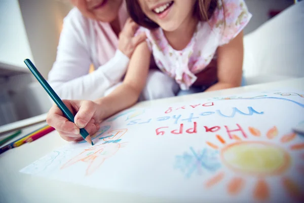 Drawing card with pencils — Stock Photo, Image