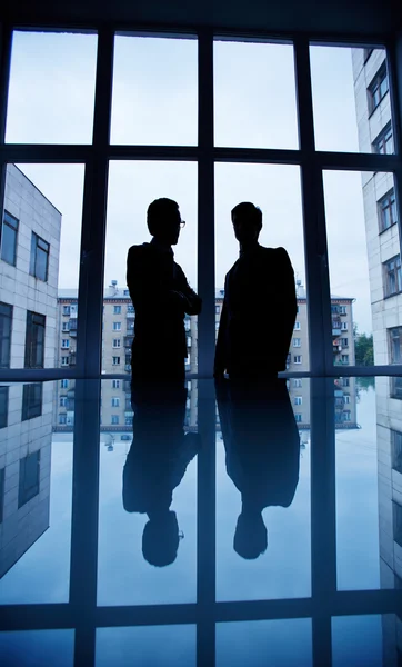 Dos hombres de negocios junto a la ventana — Foto de Stock