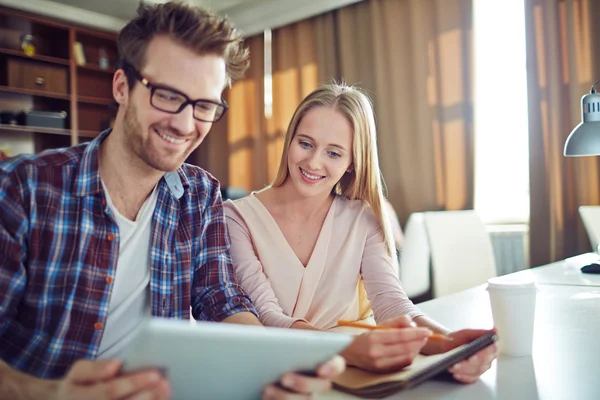 Business people using touchpad — Stock Photo, Image