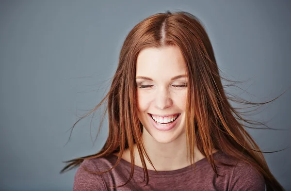 Ecstatic woman with long hair — Stock Photo, Image
