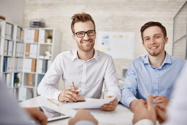 Successful businessmen at workplace in office — Stock Photo, Image