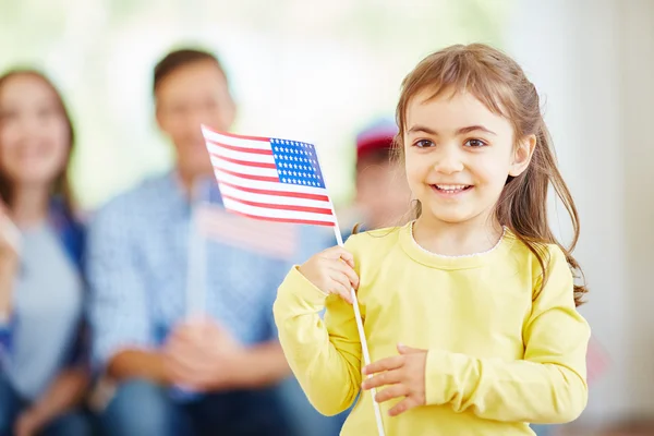 Menina com bandeira dos EUA — Fotografia de Stock