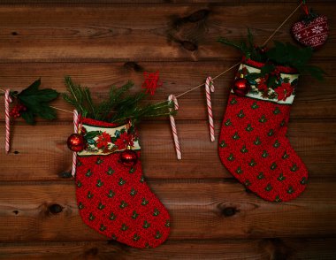 Noel çorap, şeker kamışı, oyuncak kabarcıklar