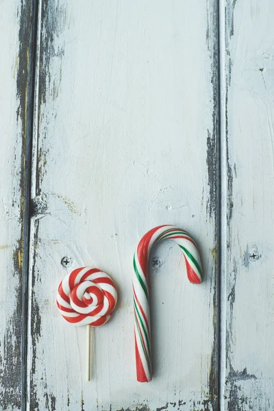 Sweet lollipop and candy cane — Stock Photo, Image