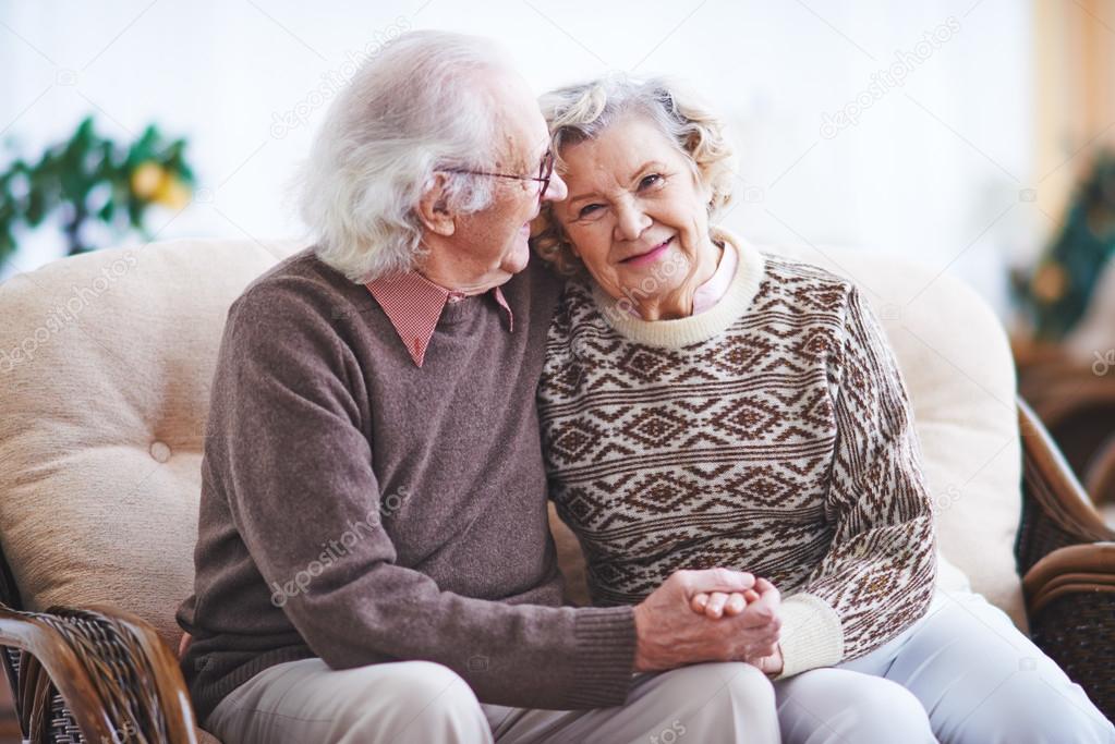 Happy senior man and woman