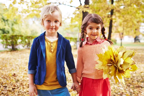 Schattige kinderen in herfst park — Stockfoto