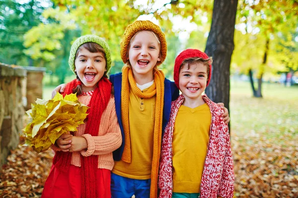 Niños en el parque de otoño — Foto de Stock