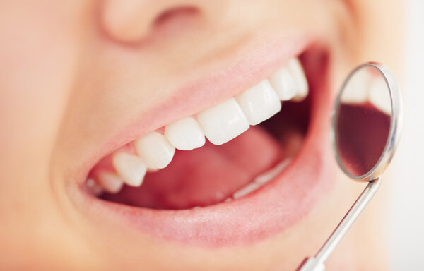 mouth during oral checkup