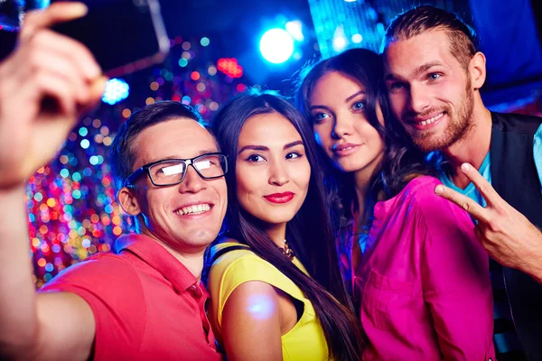 Selfie of happy clubbers — Stock Photo, Image