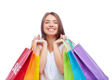 woman holding colorful shopping clipart