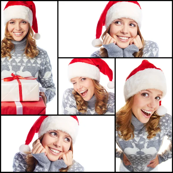 Happy girl in Santa cap — Stock Photo, Image