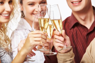 Şampanya ile toasting kadın ve erkek