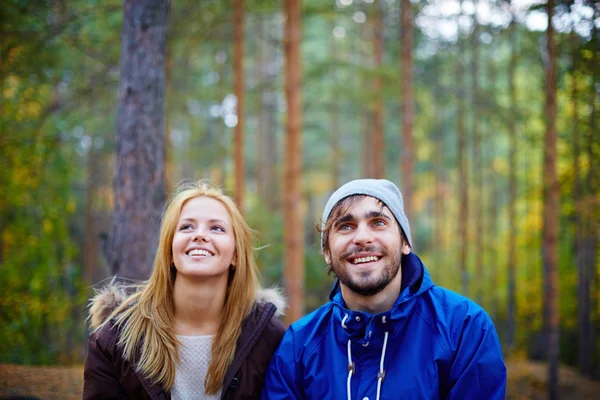 Young couple in the forest — Stock Photo, Image