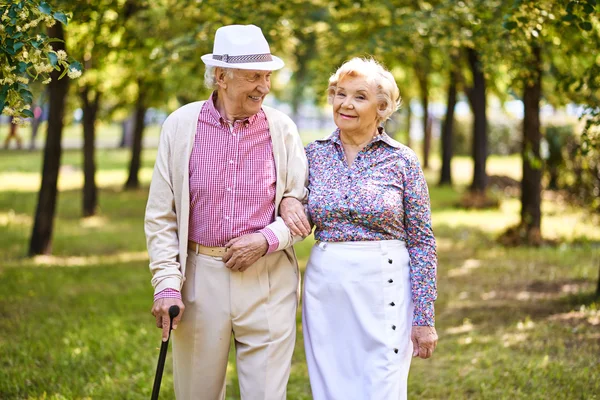 Feliz seniors caminando juntos — Foto de Stock