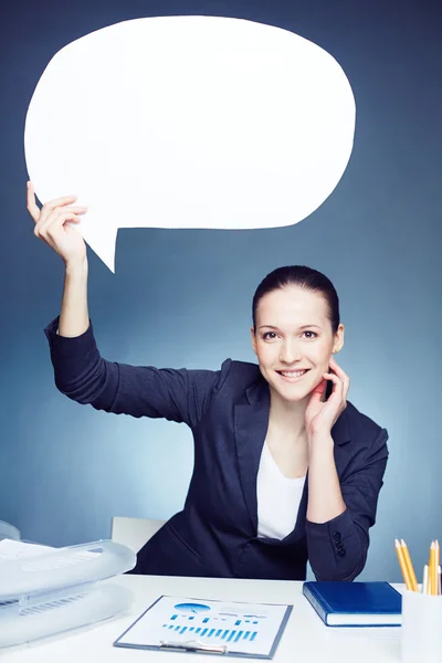Businesswoman and her thoughts — Stock Photo, Image