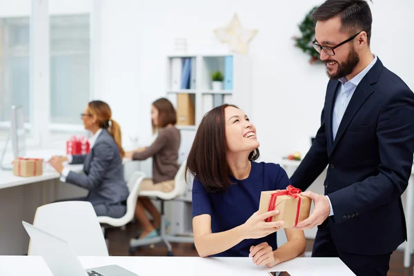 Businessman making Christmas surprise — Stock Photo, Image